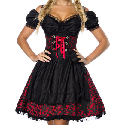 Pirat Goth Style Dirndl Brokat mit Korsage