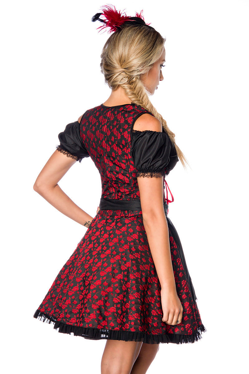 Pirat Goth Style Dirndl Brokat mit Korsage