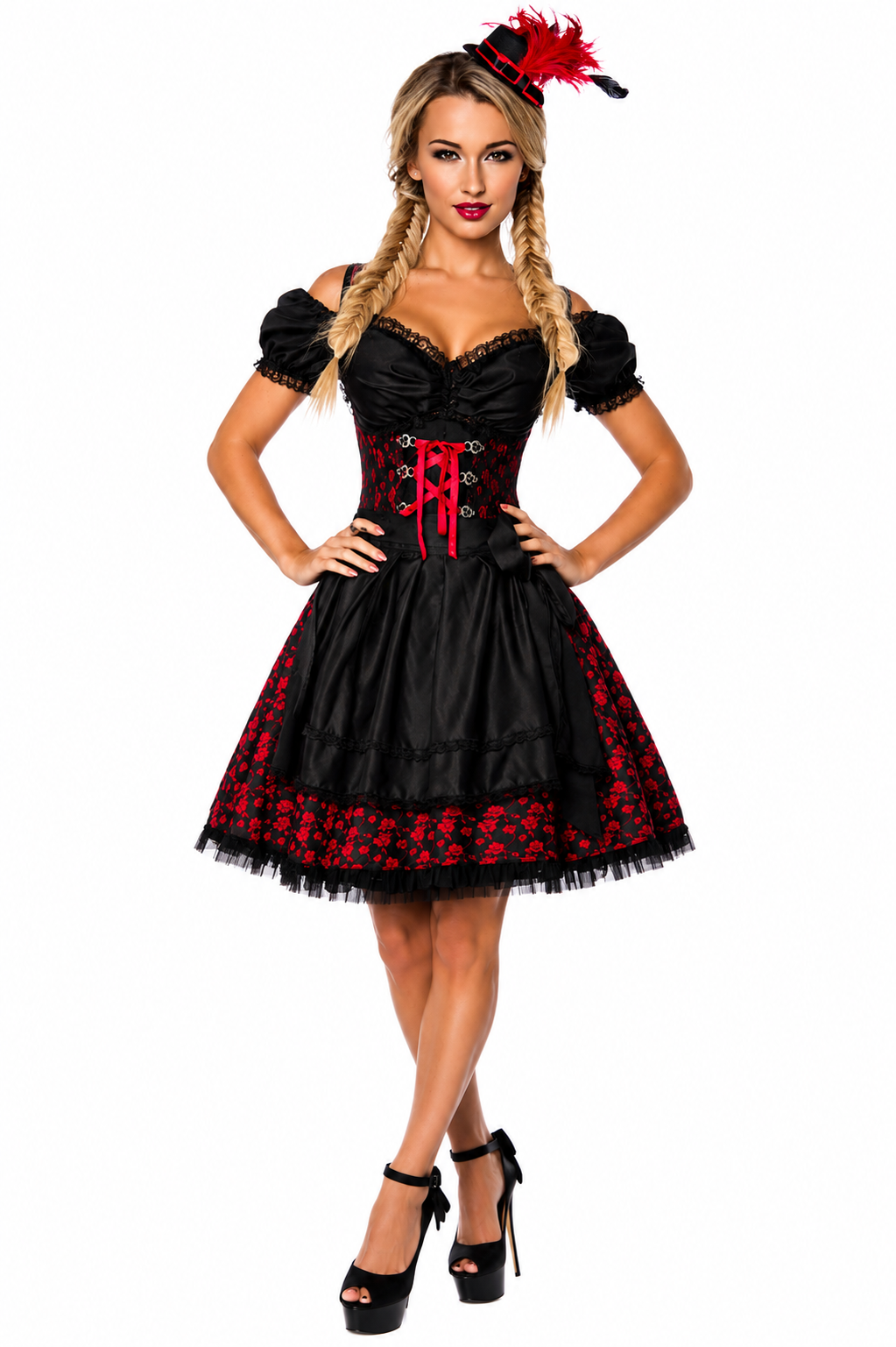 Pirat Goth Style Dirndl Brokat mit Korsage