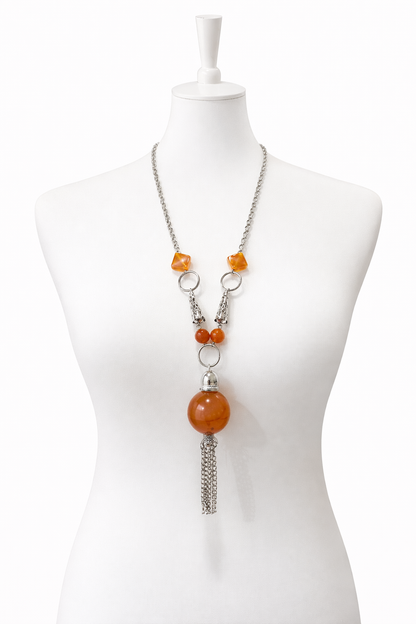 Y-Kette Bernstein Look - Halskette im Retro-Design