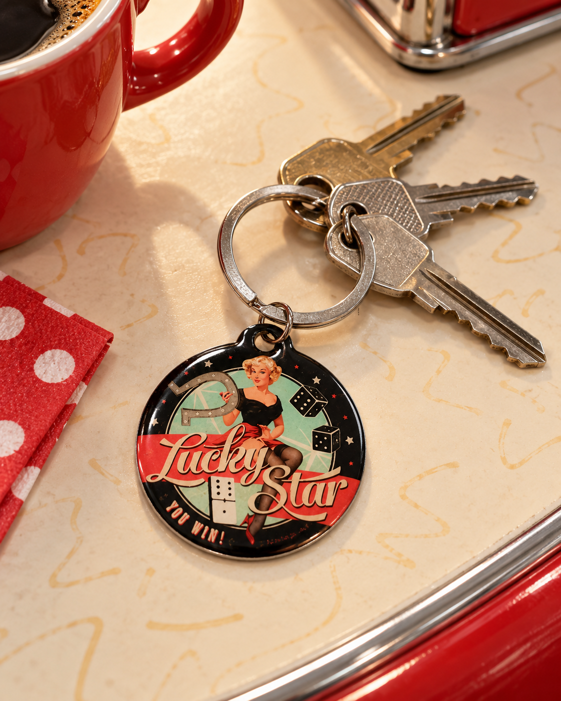 Lucky Star Pinup - Rockabilly Schlüsselanhänger