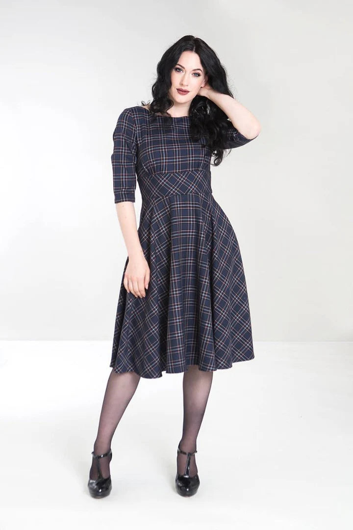 Peebles Tartan Dress navy