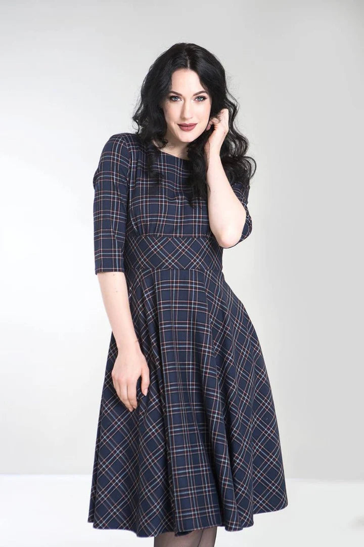 Peebles Tartan Dress navy