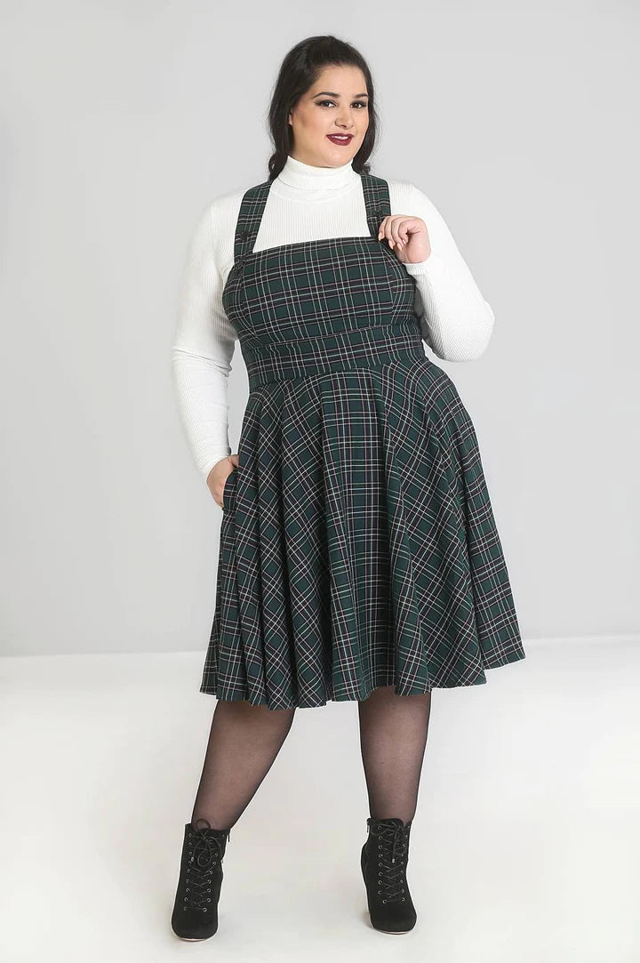 Peebles Latz-Kleid Tartan grün-kariert