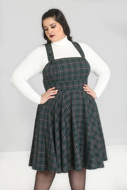 Peebles Latz-Kleid Tartan grün-kariert