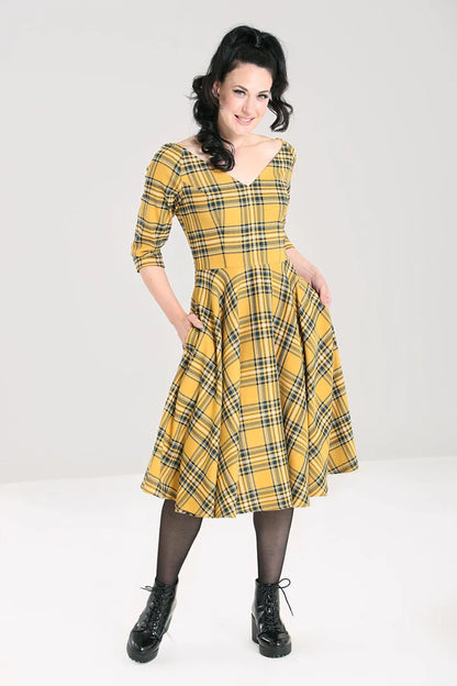 Wither Tartan Kleid mustard