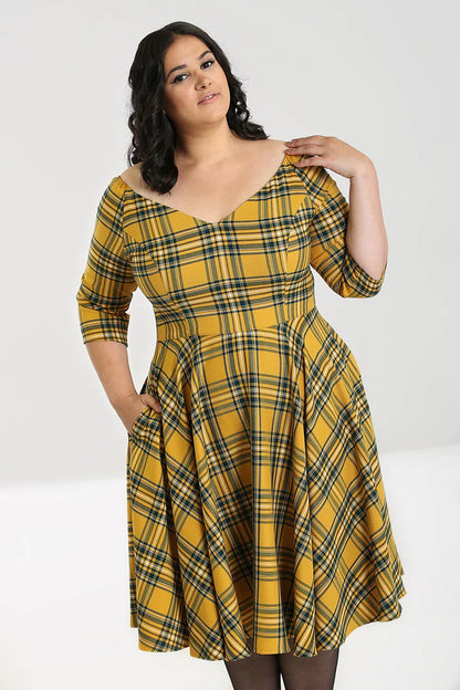 Wither Tartan Kleid mustard