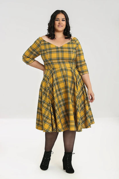 Wither Tartan Kleid mustard