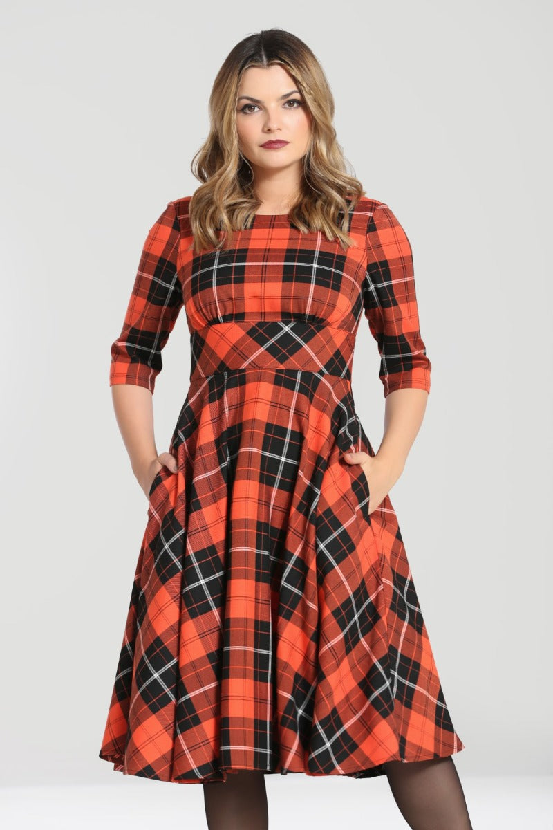 Clementine Orange Tartan Kleid