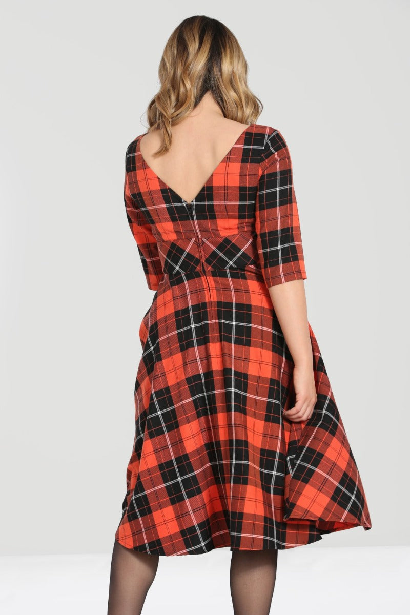 Clementine Orange Tartan Kleid