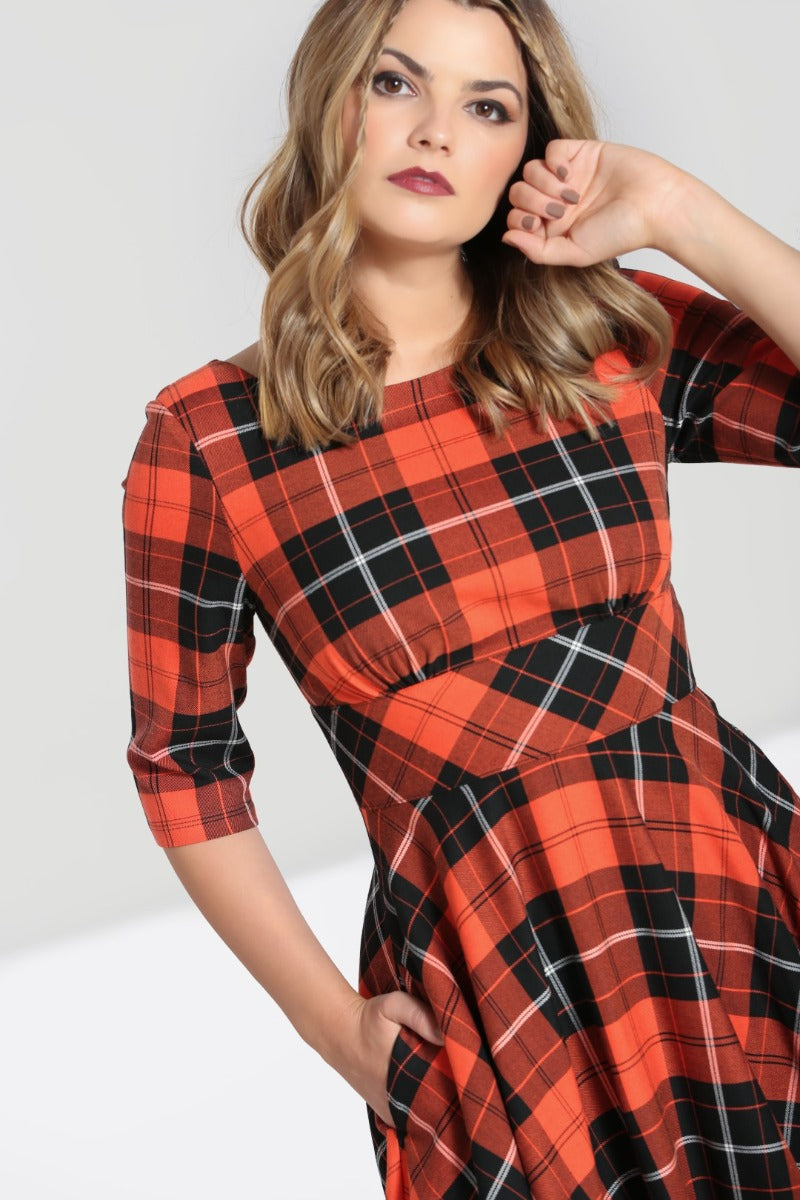 Clementine Orange Tartan Kleid