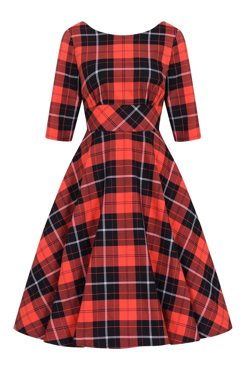 Clementine Orange Tartan Kleid