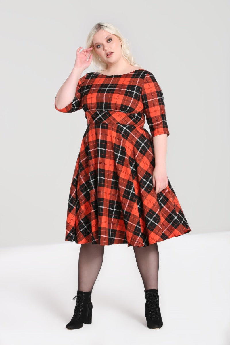 Clementine Orange Tartan Kleid