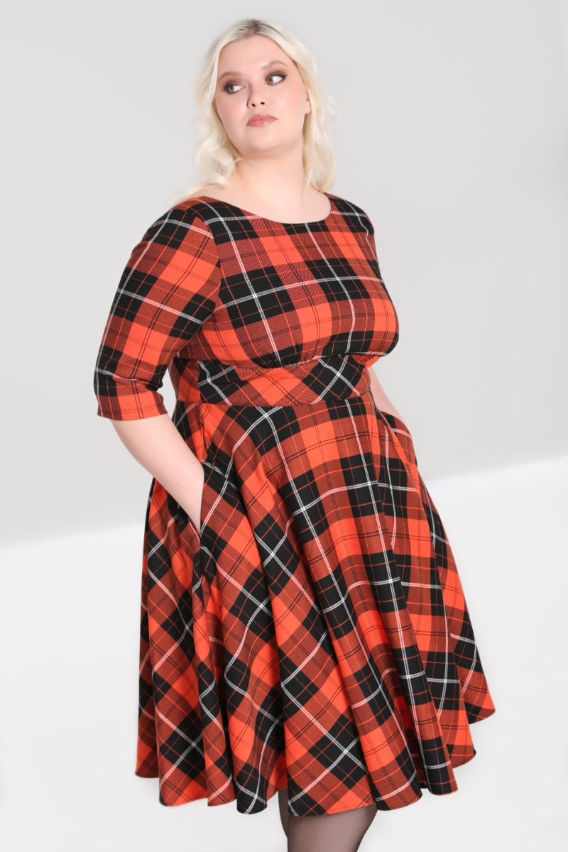 Clementine Orange Tartan Kleid