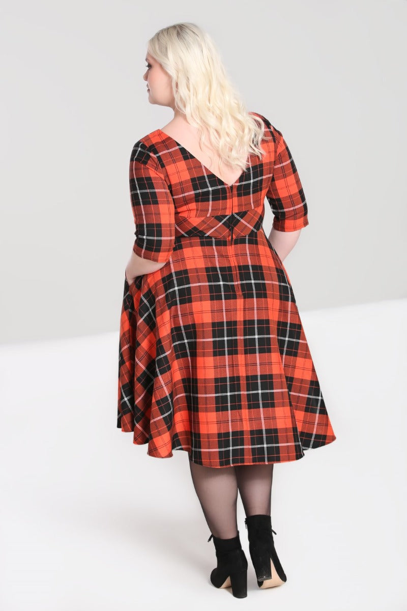 Clementine Orange Tartan Kleid