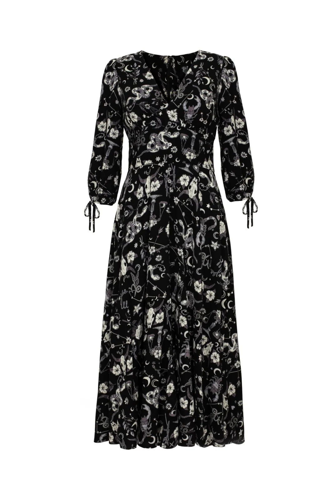 Star Sign Midi Dress - Gothic Kleid mit Print