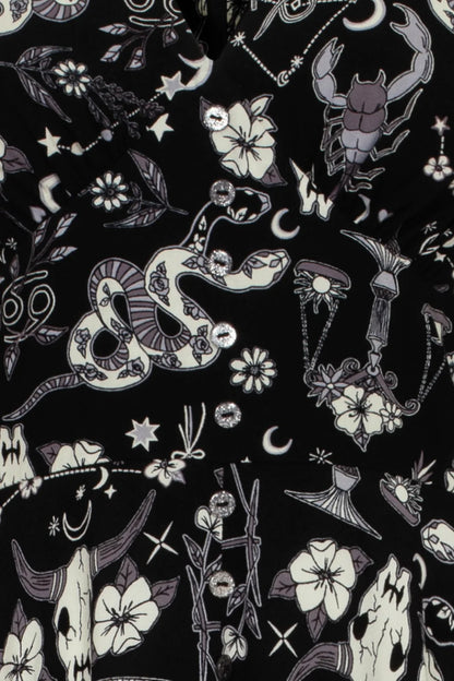Star Sign Midi Dress - Gothic Kleid mit Print
