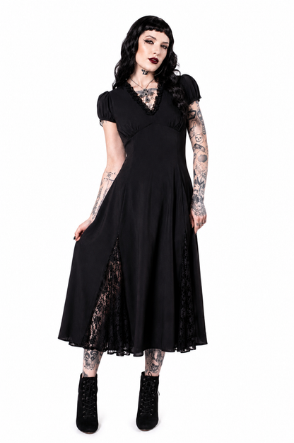 Edith Dark Dress - Gothic Kleid mit Spitze