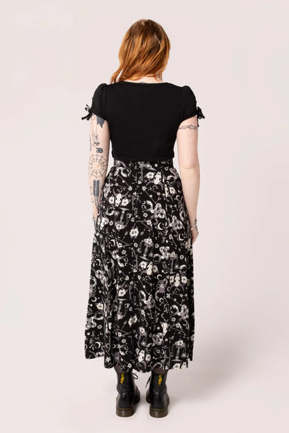 Star Sign Skirt - langer Gothic Rock mit Print