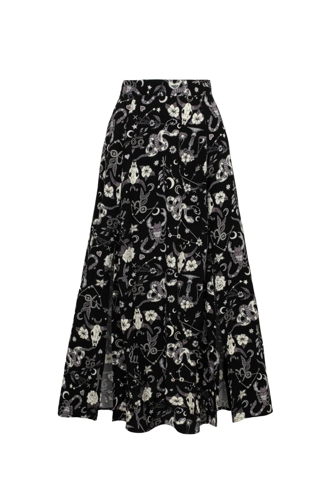 Star Sign Skirt - langer Gothic Rock mit Print