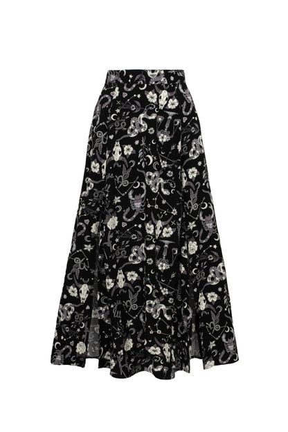 Star Sign Skirt - langer Gothic Rock mit Print