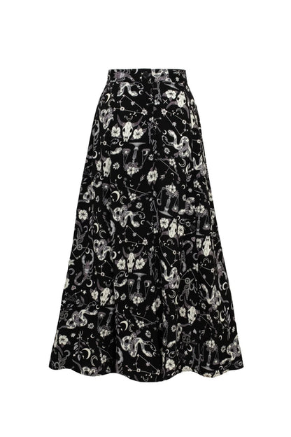 Star Sign Skirt - langer Gothic Rock mit Print