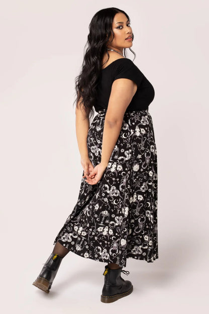 Star Sign Skirt - langer Gothic Rock mit Print