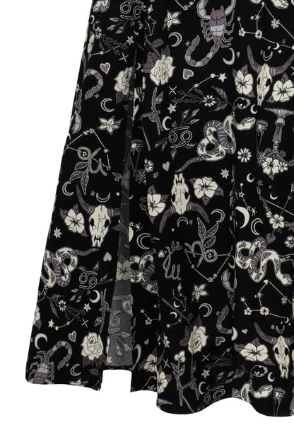Star Sign Skirt - langer Gothic Rock mit Print