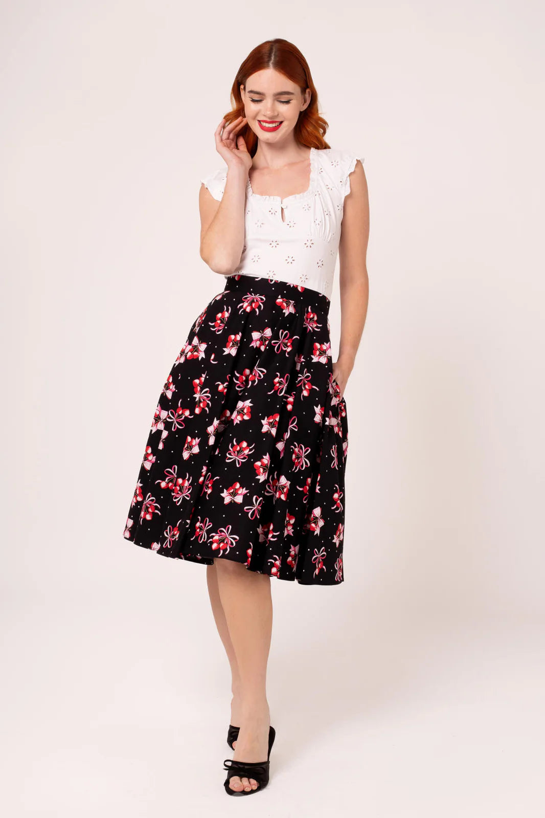 Cherilyn Skirt - Rock mit Kirschen und Schleifen