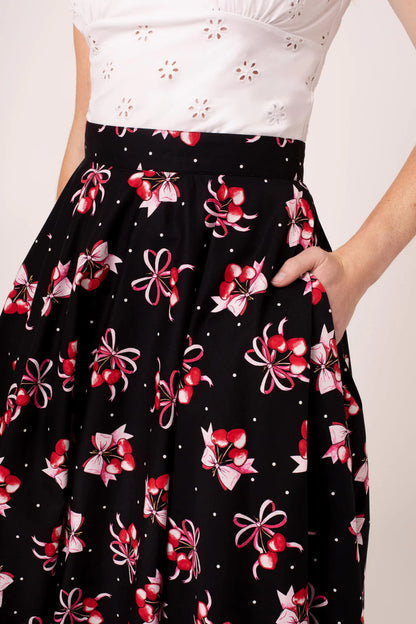 Cherilyn Skirt - Rock mit Kirschen und Schleifen