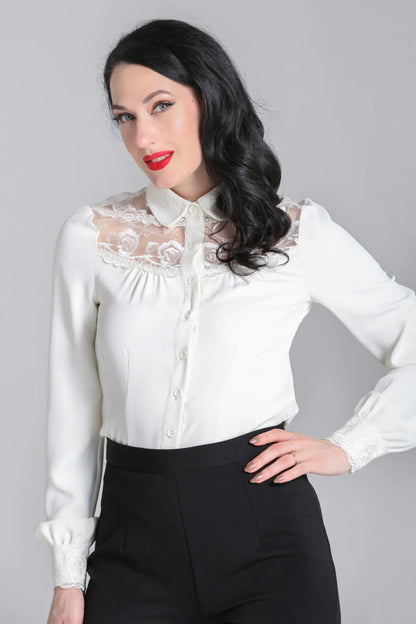 Lucille Vintage Bluse in ivory