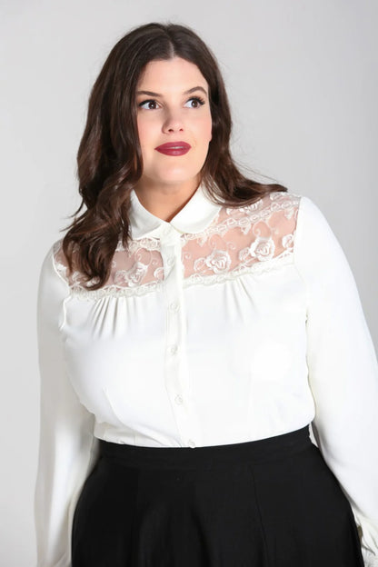 Lucille Vintage Bluse in ivory