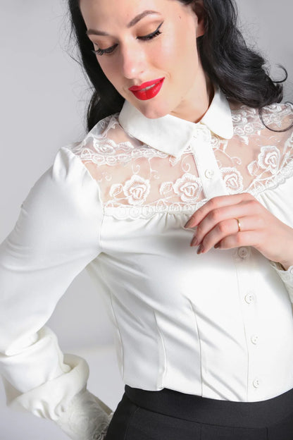 Lucille Vintage Bluse in ivory