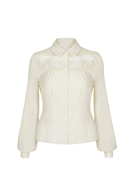 Lucille Vintage Bluse in ivory