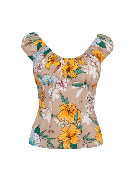 Pattaya Tropicla Hibiscus Top beige