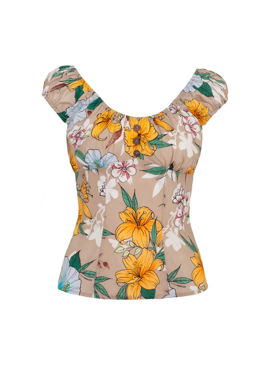 Pattaya Tropicla Hibiscus Top beige