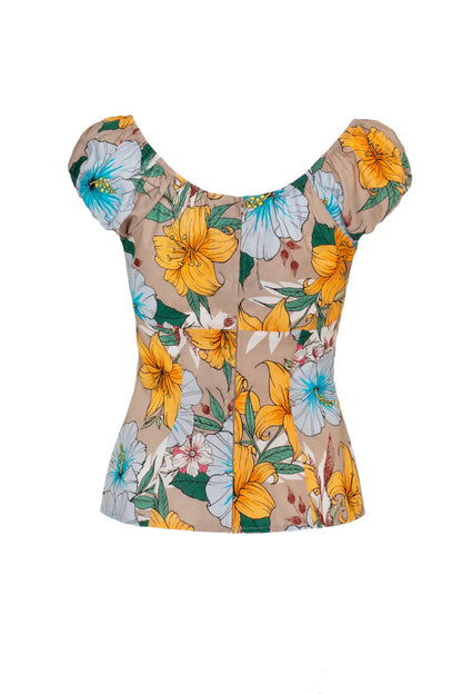 Pattaya Tropicla Hibiscus Top beige