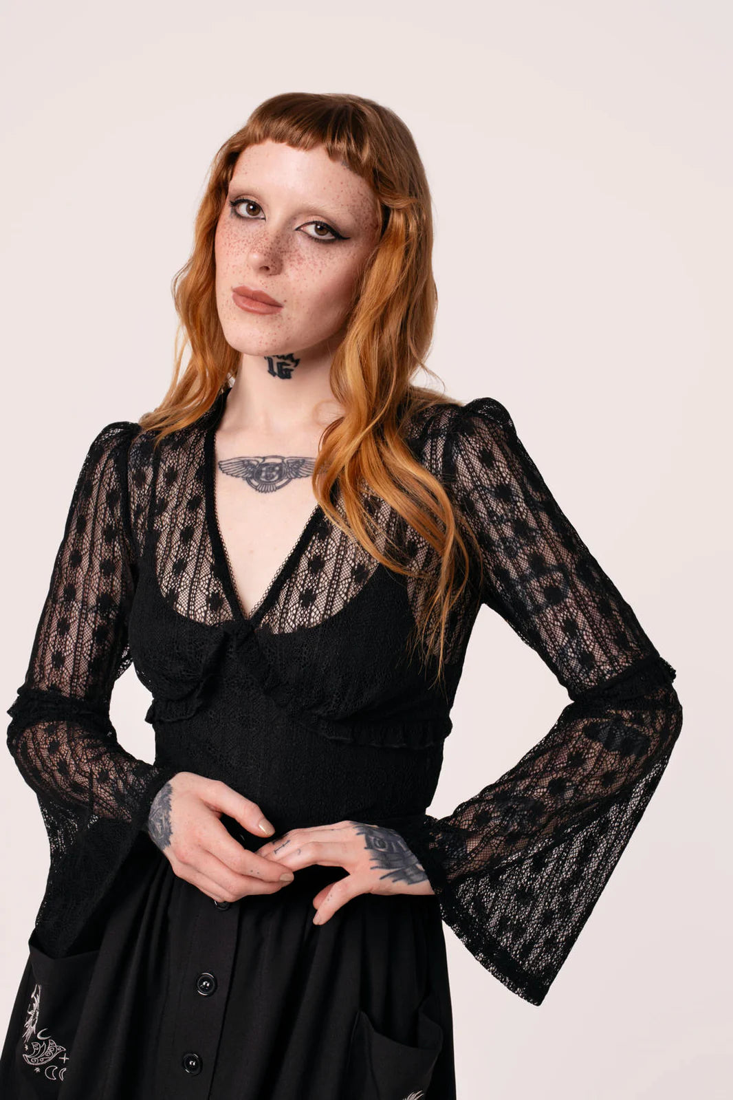 Rhianne Top - Gothic Bluse mit Spitze