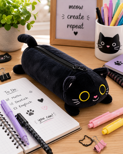 Lucky Black Cat - Stiftemäppchen schwarze Katze