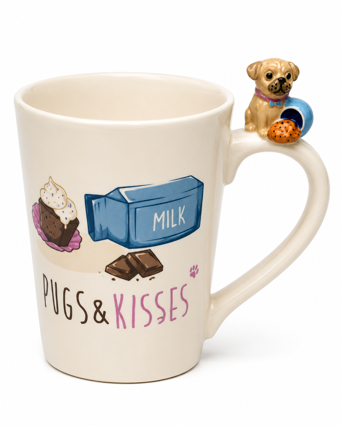 Pugs & Kisses Mug - Tasse mit zuckersüßen Mops