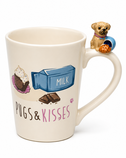 Pugs & Kisses Mug - Tasse mit zuckersüßen Mops