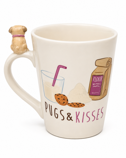 Pugs & Kisses Mug - Tasse mit zuckersüßen Mops