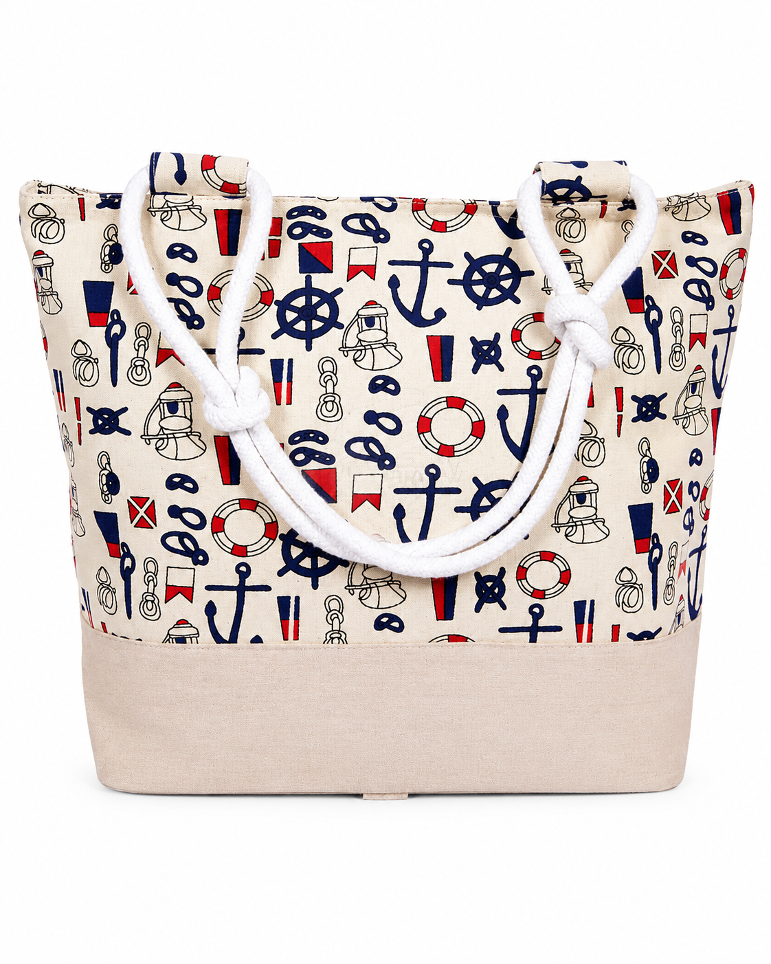 Nautical Shopping Bag - große Beach Tasche in creme