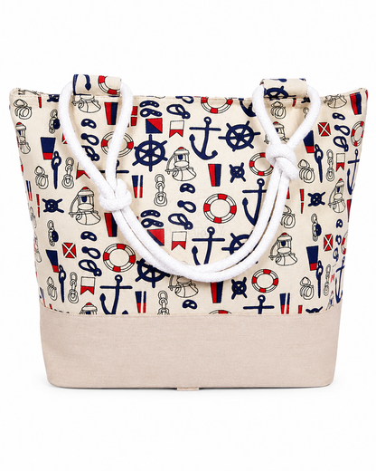 Nautical Shopping Bag - große Beach Tasche in creme