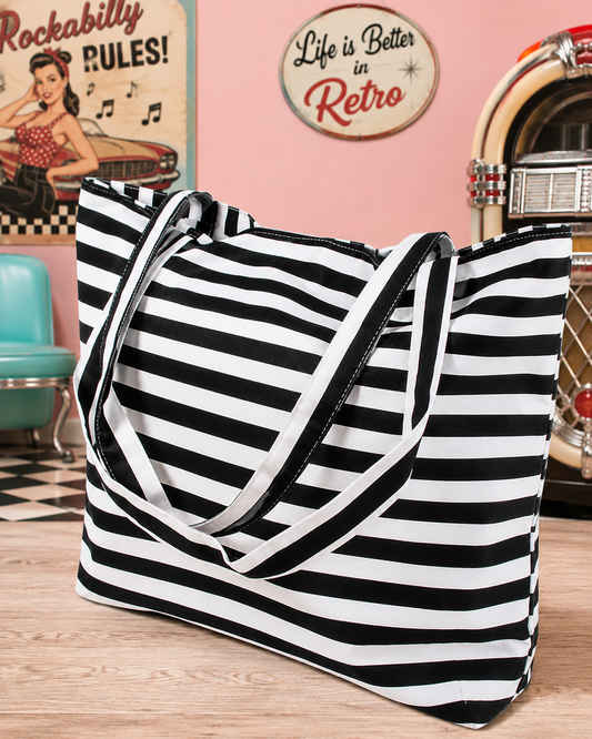 Rockabilly Stripes Beach & Shopping Bag