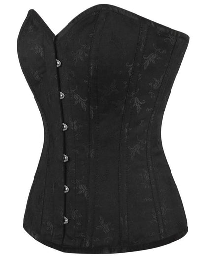 Korsett Vollbrust Flower-Brokat schwarz