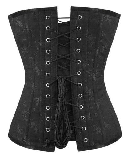 Korsett Vollbrust Flower-Brokat schwarz