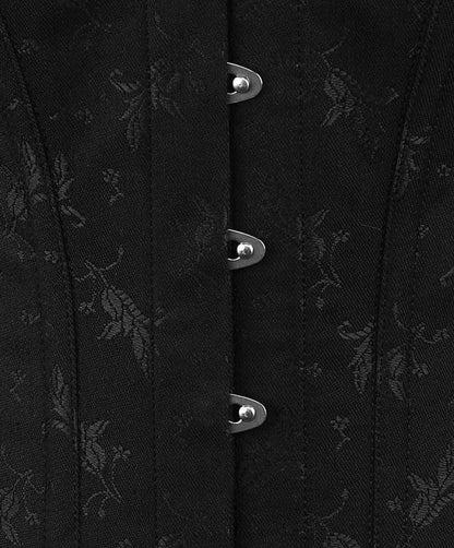 Korsett Vollbrust Flower-Brokat schwarz