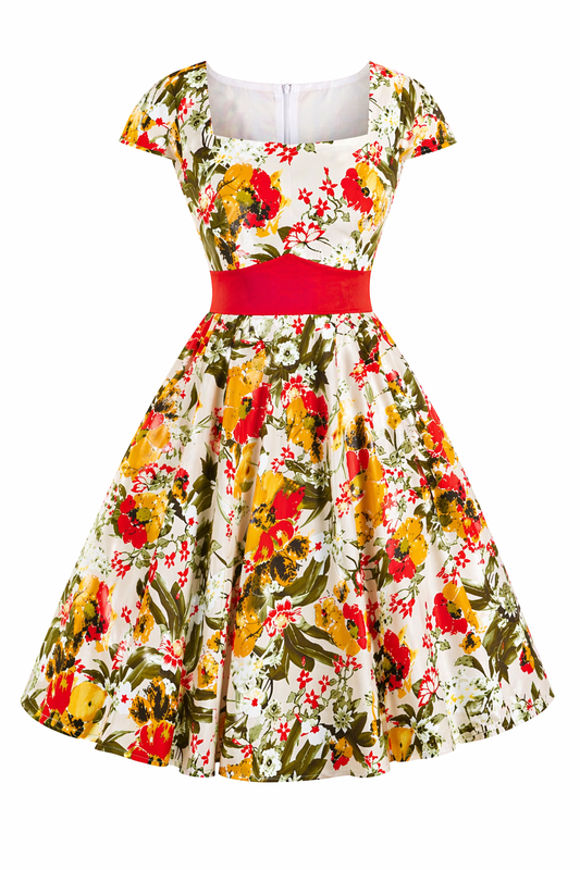 Floral Picnic Dress - Kleid mit orangen Blumenmuster