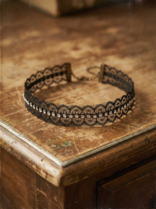 Black Crystal Lace Choker